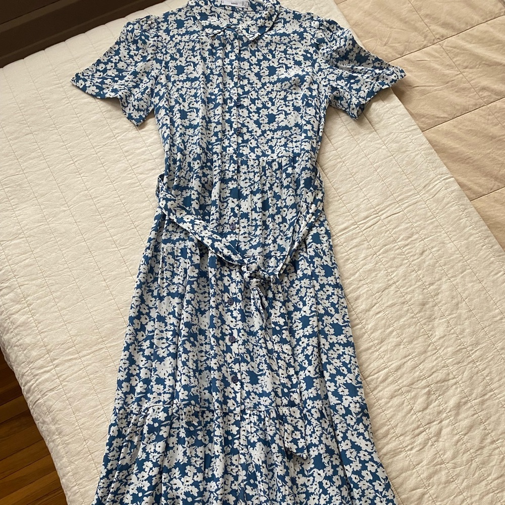MNG Floral Maxi Shirt Dress